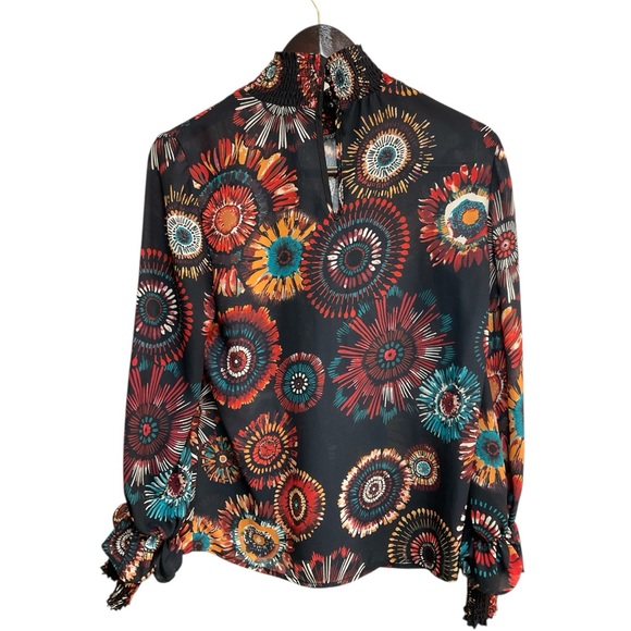 Nannette Lepore Floral Long Sleeve Blouse Size M - Picture 2 of 7